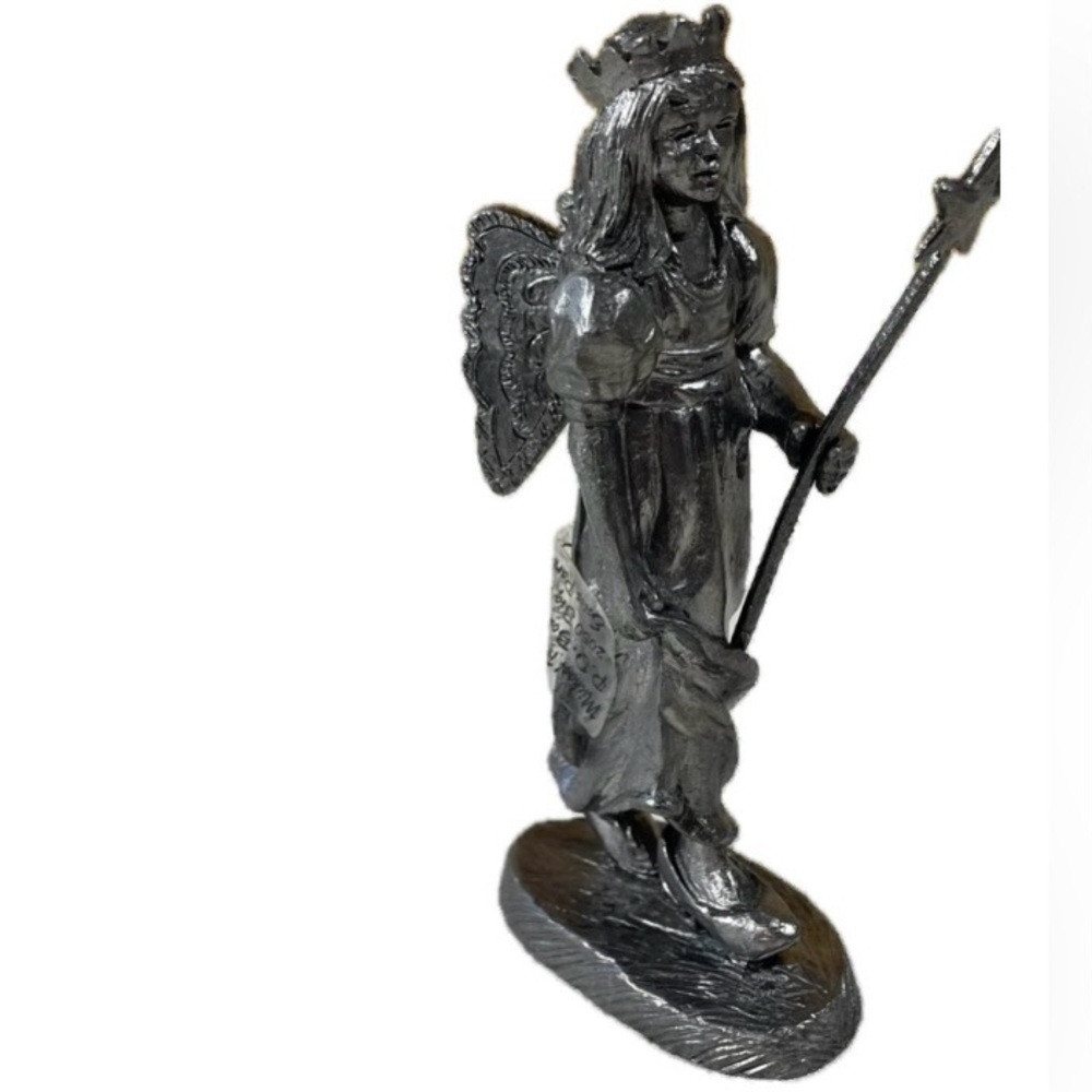 NWOT Vintage Silver Pewter Figurine of girl in fairy princess costume
